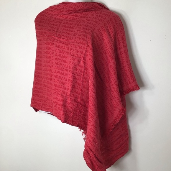 Armani Exchange scarf women red fringe - Picture 1 of 5
